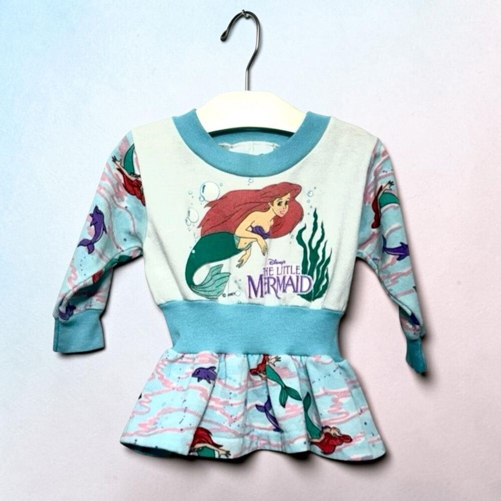 Vintage Disney 1990’s Little Mermaid Crew Neck Sweatshirt Dress - Made in USA -